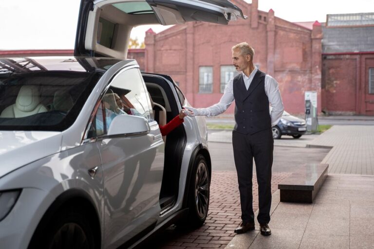 a man getting out of a car