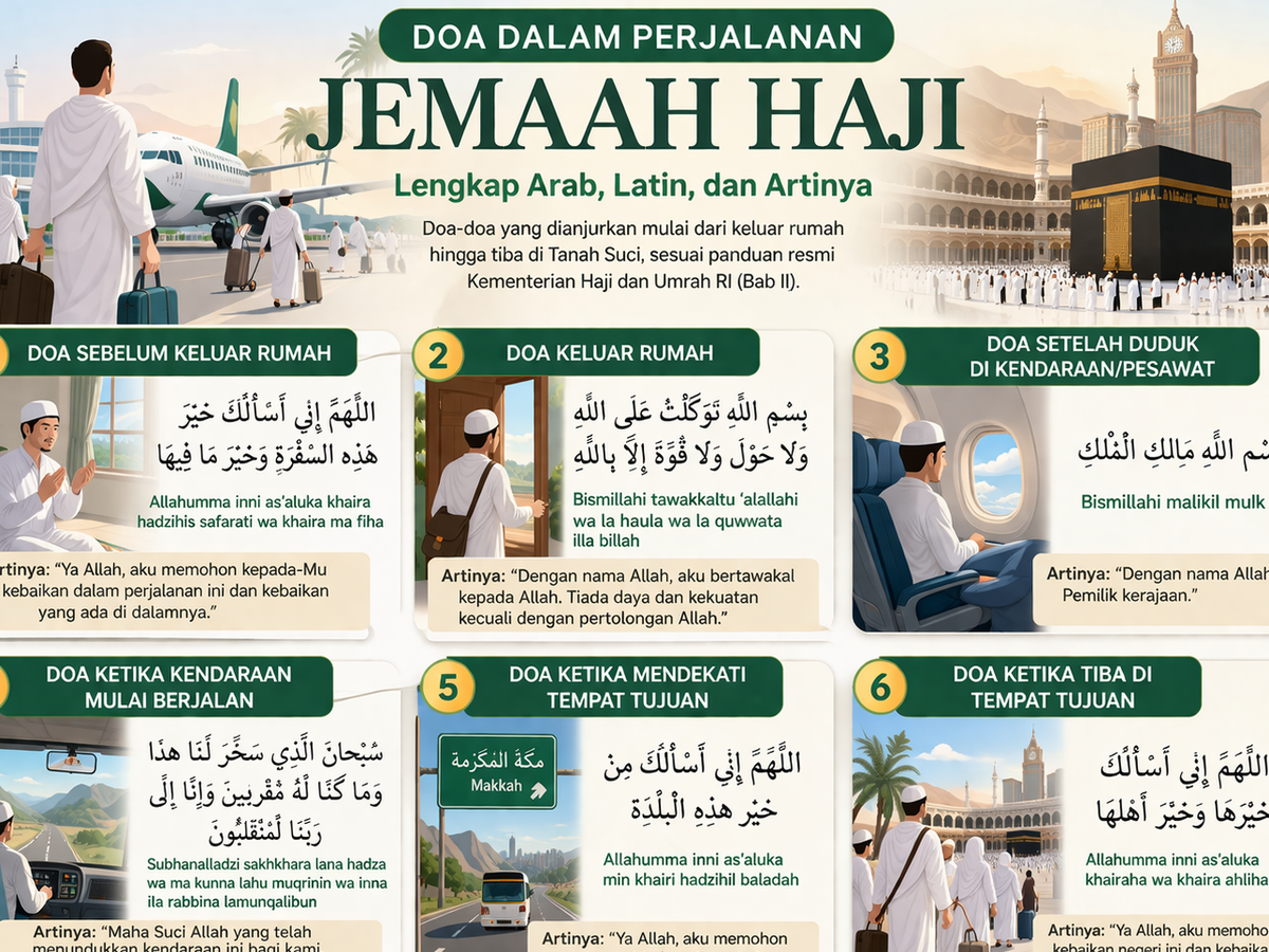 8 Doa Jemaah Haji Lengkap dari Berangkat hingga Pulang